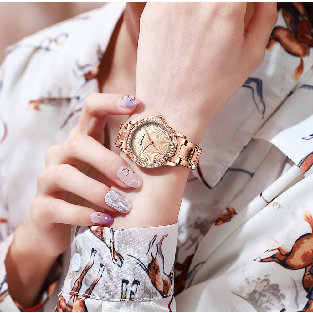 Đồng hồ quartz CRRJU 2198XB mạ vàng chống thấm nước