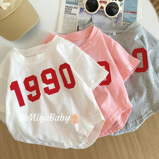 Miyababy Quần áo bé gái Áo thun ngắn tay thường ngày phong cách Hàn Quốc thời trang mùa hè thoải mái khi mặc