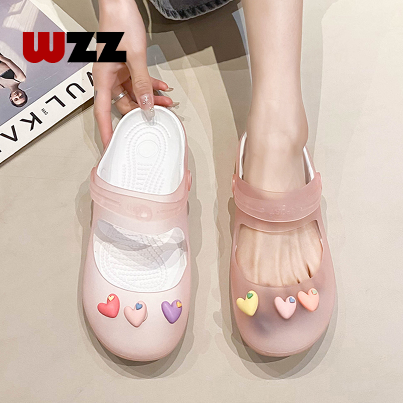 Wzz Giày Búp Bê mary jane Bằng Nhựa Dẻo Thời Trang Ngoài Trời Cho Nữ