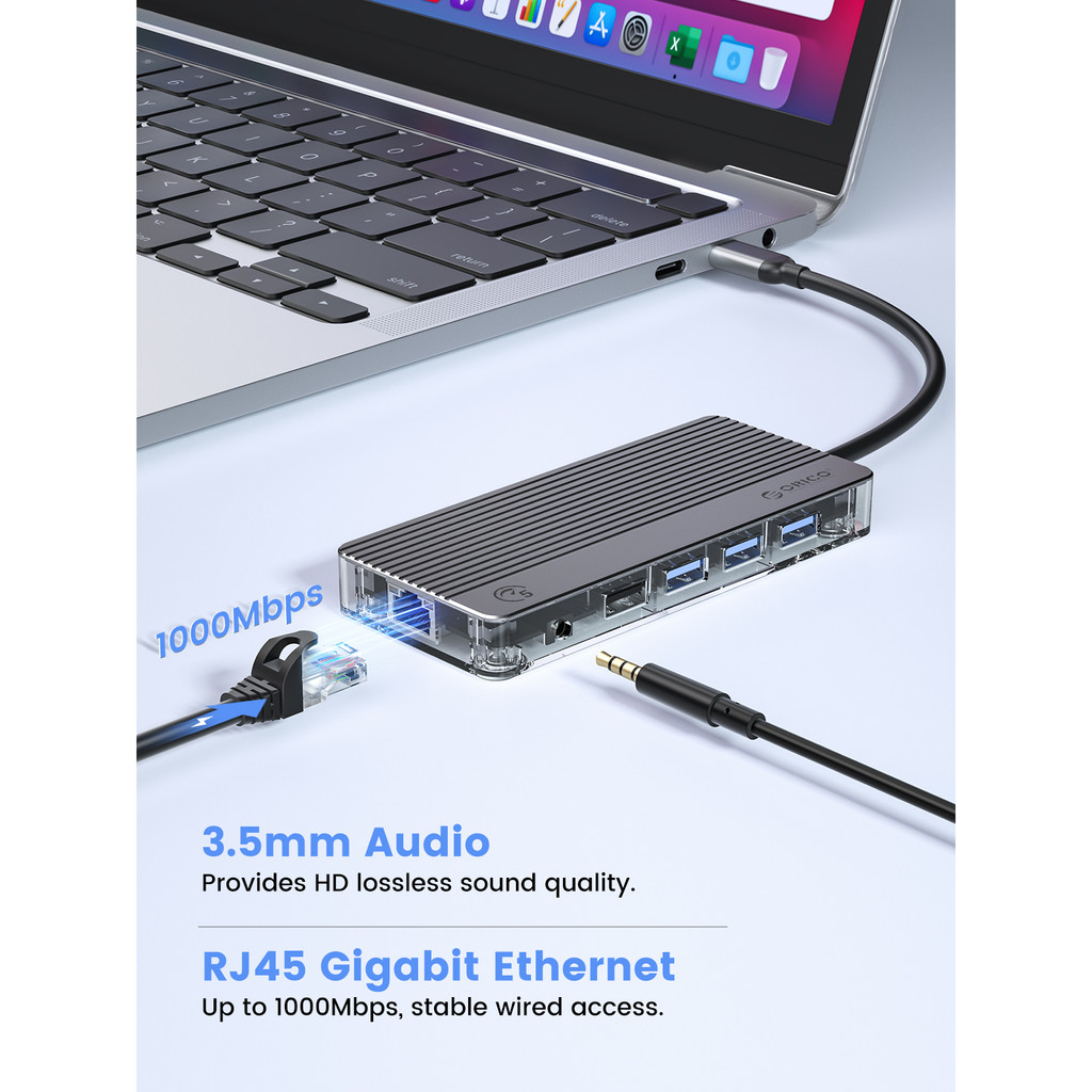 Orico Bộ Chuyển Đổi usb type c Sang hdmi rj45 pd usb 3.0 Cho macbook pro air laptop