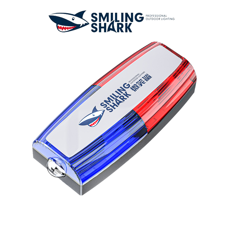 Đèn cảnh báo SMILING SHARK JD003 LED đeo vai Kẹp đỏ và màu xanh cho an toàn ngoài trời USB có thể sạc lại cảnh sát đa chức năng tín hiệu