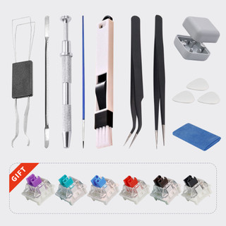 Mechanical Keyboard Tweezers Lube Tool Brush Switch Puller Opener Stem Picker Holder Keyboard Disassemble ToolsNhíp Gắp Bàn Phím Cơ / Dụng Cụ Bôi Trơn Công Tắc Bàn Phím / Tích Hợp Giá Đỡ