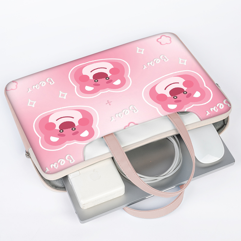 ☆ Gói điện miễn phí ☆Túi đựng laptop gấu dâu hồng cho bé gái và bé trai 12 13 14 15 16 17 inch Túi xách Sứ giả