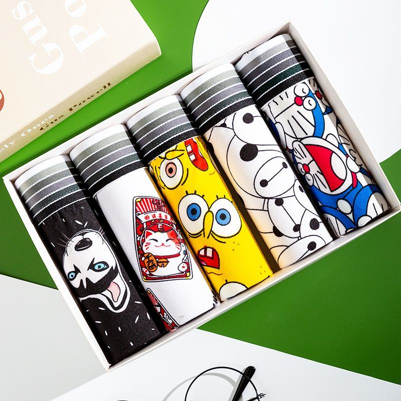 Kingdafa set 3 / 5 Quần Lót Boxer Thoáng Khí In Họa Tiết Hoạt Hình Thời Trang Cho Nam  , quần lót nam , quần sịp boxer , quần lót nam cao cấp , boxer nam