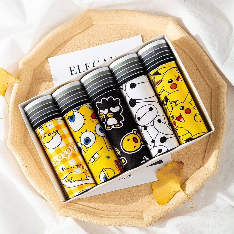 Kingdafa set 3 / 5 Quần Lót Boxer Thoáng Khí In Họa Tiết Hoạt Hình Thời Trang Cho Nam  , quần lót nam , quần sịp boxer , quần lót nam cao cấp , boxer nam