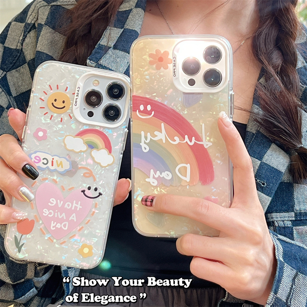 Ốp Điện Thoại tpu Mềm Họa Tiết Cầu Vồng Cho iphone 15 pro max 14 pro max 13 pro max 12 pro max
