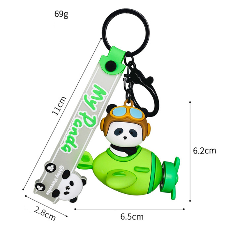 Móc Khóa Hình Gấu Trúc / Phi Công Xoay Được