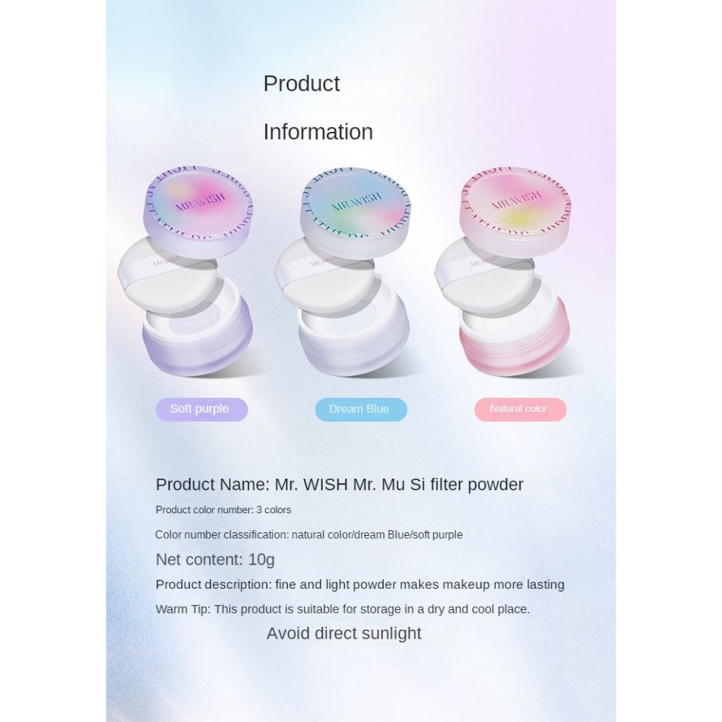 Ông  mr. Wish land Phấn Phủ Dạng Bột Ánh Ngọc Trai Lấp Lánh Lâu Trôi Kiểm Soát Dầu Không Thấm Nước