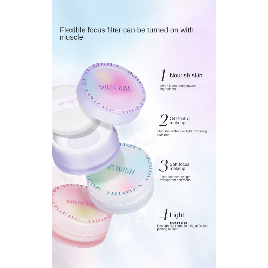 Ông  mr. Wish land Phấn Phủ Dạng Bột Ánh Ngọc Trai Lấp Lánh Lâu Trôi Kiểm Soát Dầu Không Thấm Nước