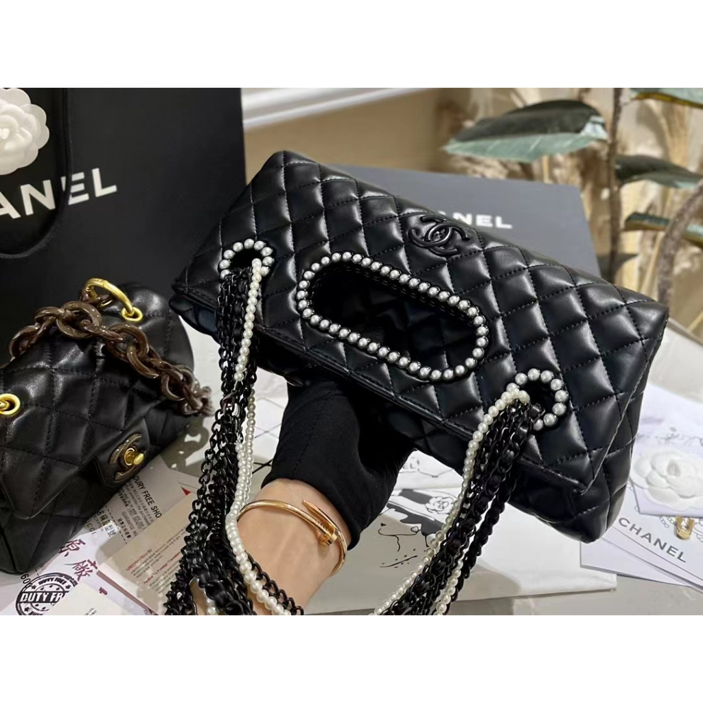 Túi Xách Da Bò Đính Ngọc Trai Thủ Công Phong Cách Mới Cho Nữ777777-0825