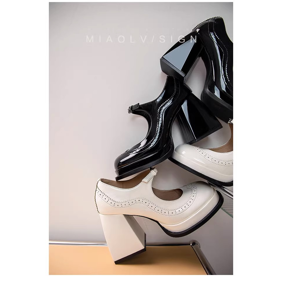 Giày Búp Bê Đế Dày Mũi Tròn Chống Thấm Nước Phong Cách retro Cho Nữ