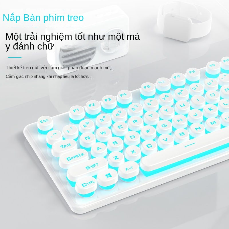 Bộ Ba Món Bàn Phím + Chuột + Dây Màu Hồng Phong Cách punk Cho Bé Gái