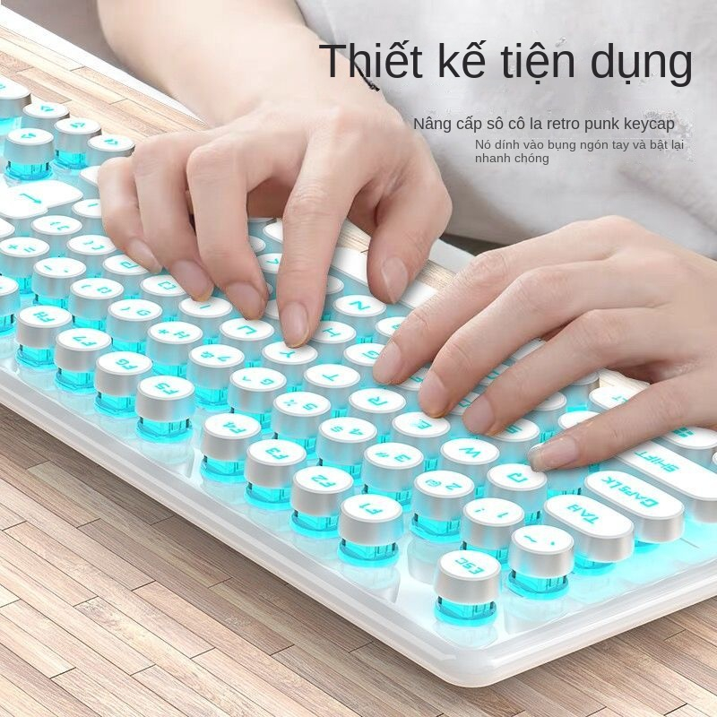 Bộ Ba Món Bàn Phím + Chuột + Dây Màu Hồng Phong Cách punk Cho Bé Gái