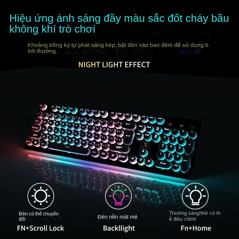 Bộ Ba Món Bàn Phím + Chuột + Dây Màu Hồng Phong Cách punk Cho Bé Gái