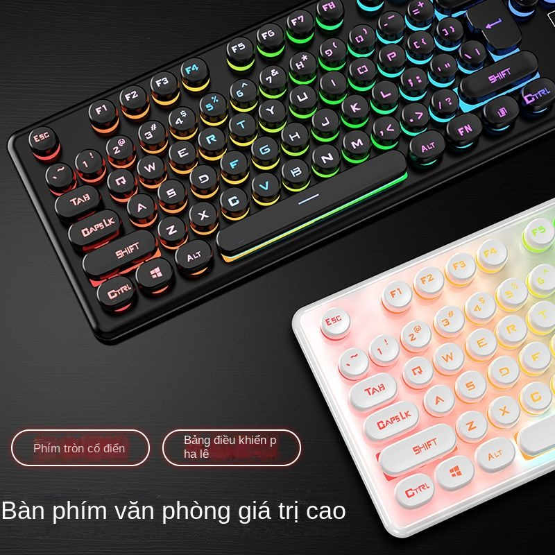 Bộ Ba Món Bàn Phím + Chuột + Dây Màu Hồng Phong Cách punk Cho Bé Gái