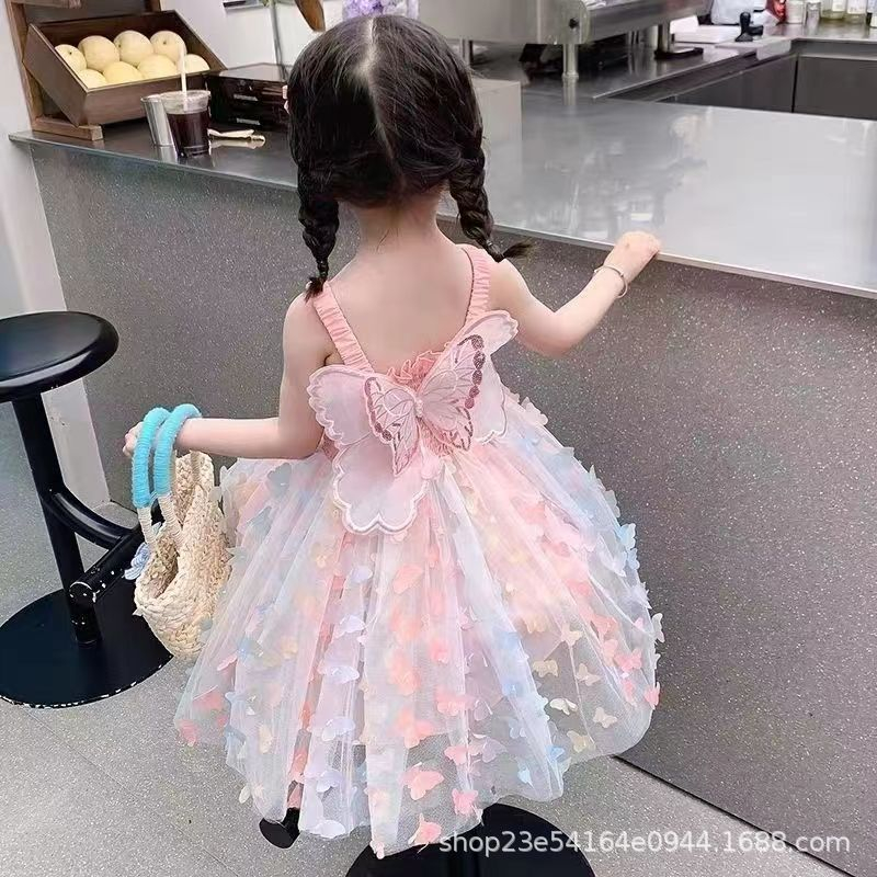 Thời Trang Đầm Bé Gái Hình Cánh Bướm Màu Cầu Vồng