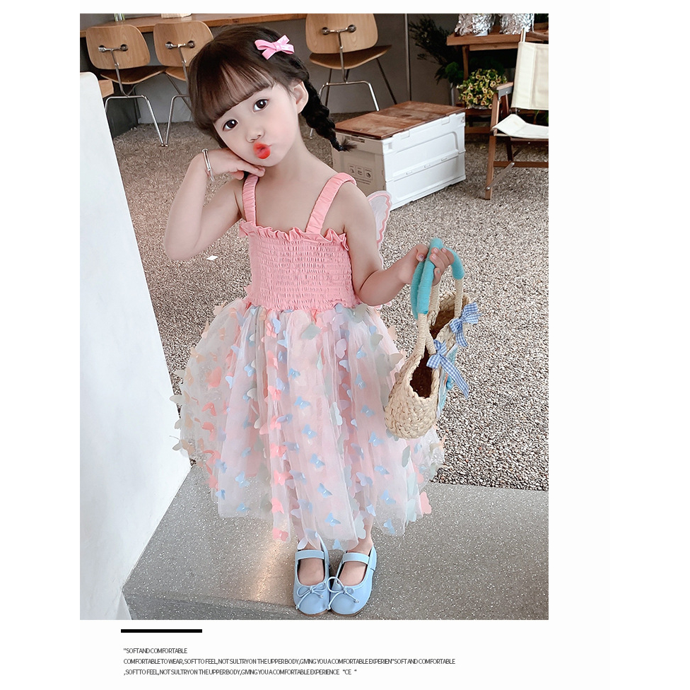 Thời Trang Đầm Bé Gái Hình Cánh Bướm Màu Cầu Vồng