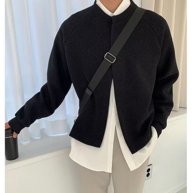 Áo khoác cardigan nam dệt kim dáng rộng cổ tròn Đơn giản thoải mái thời trang thu Đông chất lượng cao phong cách nhật bản cho nam