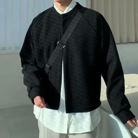 Áo khoác cardigan nam dệt kim dáng rộng cổ tròn Đơn giản thoải mái thời trang thu Đông chất lượng cao phong cách nhật bản cho nam