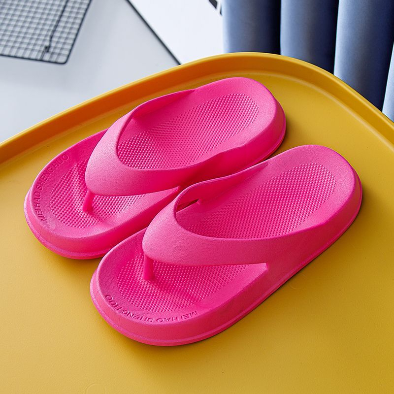 Huaqoo Dép bánh mì guốc dép giày nữ Màu Sắc Đơn Giản Thoải Mái Cao Gót Chống Trơn Trượt dép đế xuồng 31ZHDLX071713