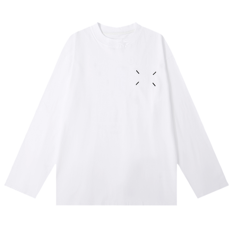 Áo Thun unisex Tay Dài Vải cotton Chải Kỹ Thuật Số 240g 32s mm6 Phong Cách Đường Phố Mới