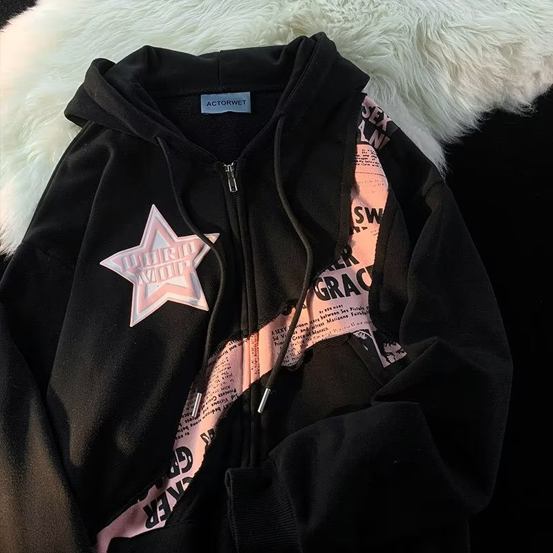 Áo len hoodie cùng kiểu dáng&Áo Thun Tay Lửng Cổ Tròn Dáng Rộng Phong Cách Thời Trang Harajuku Nhật Bản