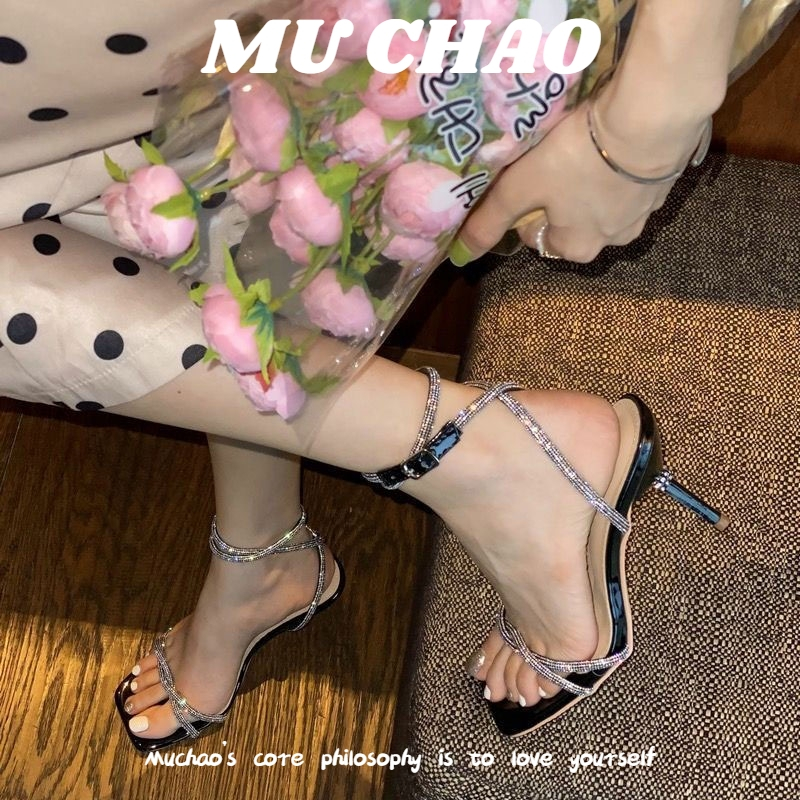 MUCHAO Xăng đan Cao Gót Mũi Vuông Thời Trang Dành Cho Nữ