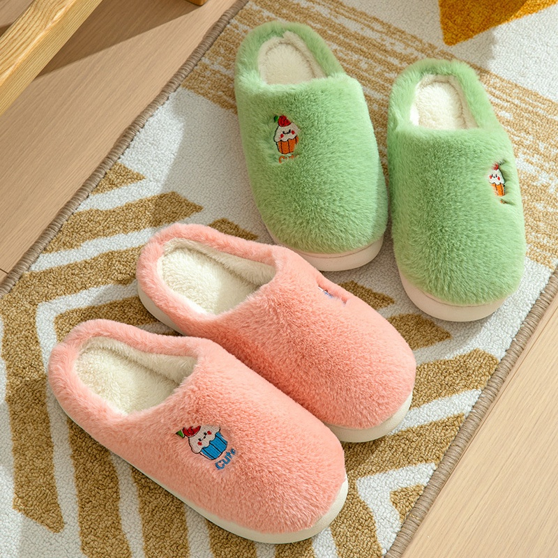 Dễ Thương Dép cotton Đế Dày Họa Tiết Hoạt Hình Xinh Xắn