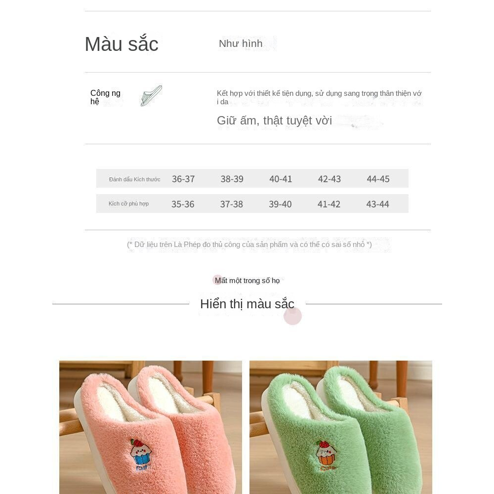 Dễ Thương Dép cotton Đế Dày Họa Tiết Hoạt Hình Xinh Xắn