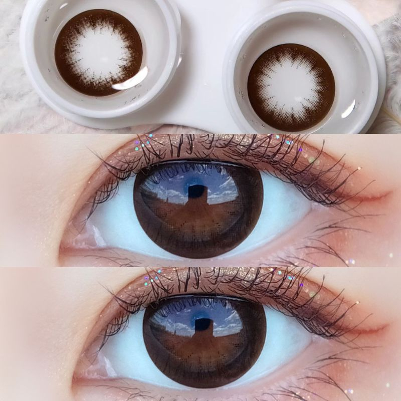 Set 2 Thấu Kính Thủy Tinh Uyai 14.5mm Màu Đen / Cà Phê