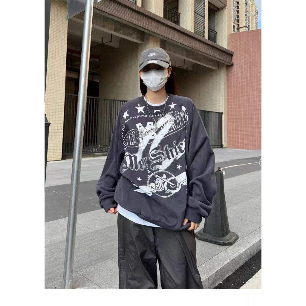 Áo sweater cotton Cổ Tròn Tay Dài Dáng Rộng In Chữ blackpink  Rose Thời Trang Hàn Quốc Dành Cho Cặp Đôi