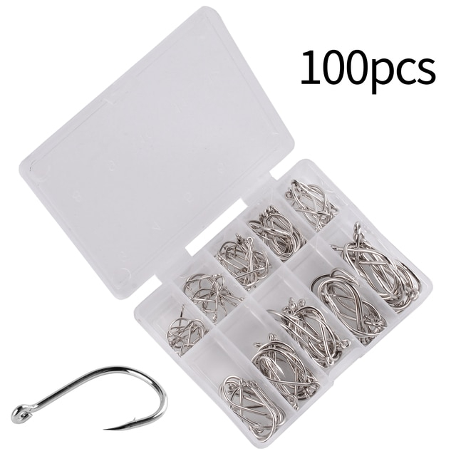 100 Lưỡi Câu Cá Bằng Thép Carbon Nhiều Màu ABC