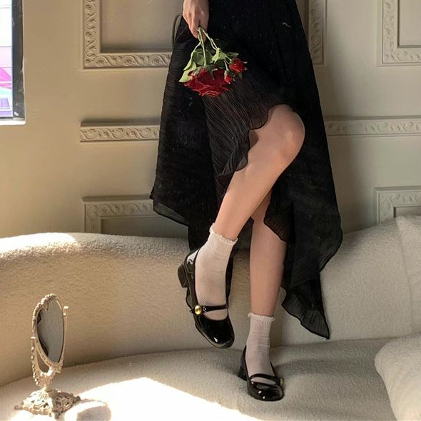 YAOLI  Giày Cao Gót Da Bóng Phong Cách Retro Thời Trang Cho Nữ