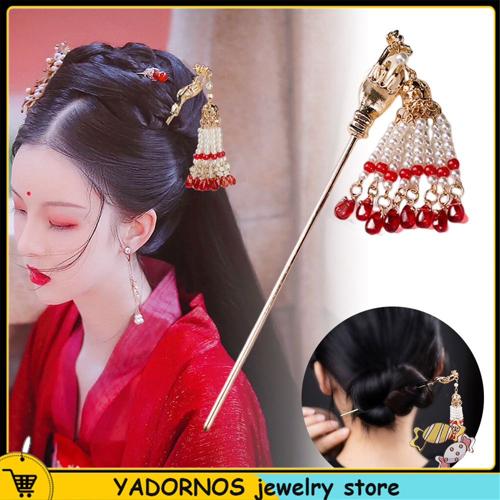 YADORNOS Trâm Cài Tóc Đính Tua Rua Không Gây Dị Ứng Phong Cách Trung Hoa