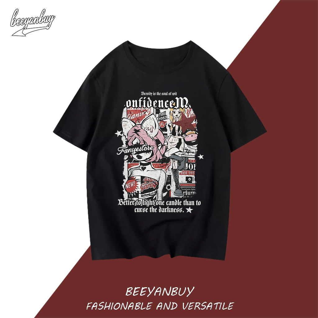 Áo thun nam BEEYANBUY Y0407 100% cotton giặt cơ bản vintage thời trang unisex