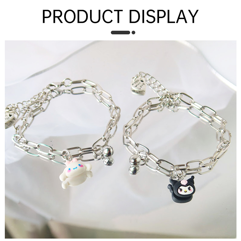 🌺🌺Sanrio Vòng Tay Mặt Chuông Dễ Thương Có Thể Điều Chỉnh Phong Cách Hàn Quốc Cho Cặp Đôi