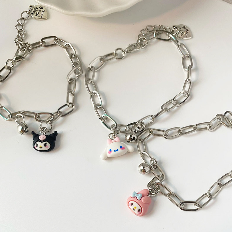 🌺🌺Sanrio Vòng Tay Mặt Chuông Dễ Thương Có Thể Điều Chỉnh Phong Cách Hàn Quốc Cho Cặp Đôi