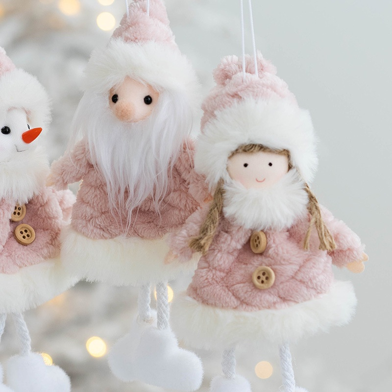 Lttd Phụ Kiện Trang Trí Cây Thông Giáng Sinh Màu Hồng Hình Thiên Thần / Người Tuyết / Ông Già Noel