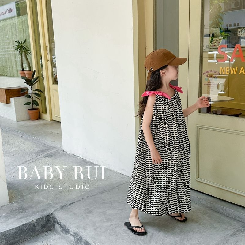 Đầm Hai Dây Gợn Sóng Thời Trang Đi Biển Mùa Hè Phong Cách Hàn Quốc Dễ Thương Dành Cho Bé Gái