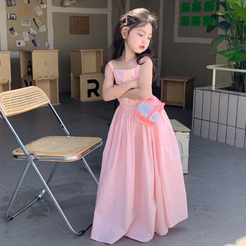 Đầm Công Chúa Hai Dây Dáng Dài Thời Trang Mùa Hè Xinh Xắn Cho Bé Gái