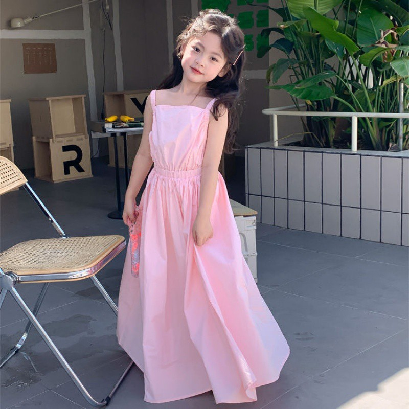 Đầm Công Chúa Hai Dây Dáng Dài Thời Trang Mùa Hè Xinh Xắn Cho Bé Gái