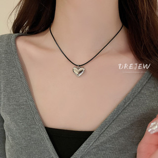 DREJEW Vòng cổ mặt hình trái tim màu sắc trơn đơn giản dễ phối đồ thiết kế niche phong cách Hàn Quốc