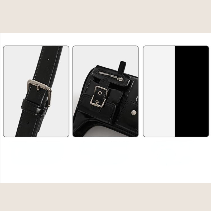 Túi Xách nữ Đeo chéo Vai màu đen trơn nhiều ngăn Thời Trang Xuân Hè Mới 2023 FT7358