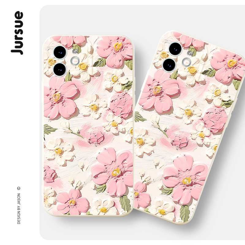Ốp điện thoại JURSUE dễ thương đẹp hoa dẻo Cho iPhone 15 14 13 12 11 Pro Max SE 2020 X XR XS 8 7 ip 6S 6 Plus XYH2088