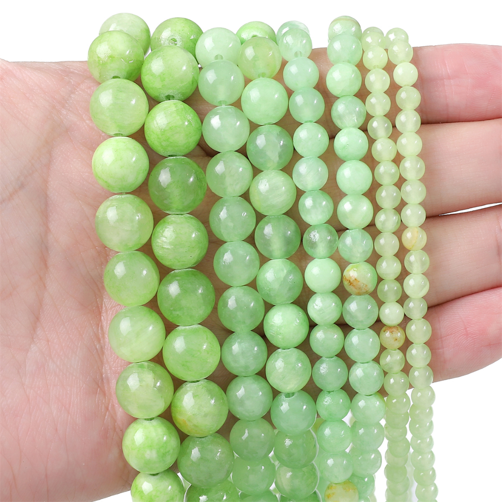 Chuỗi Hạt Đá sapphire Xanh Lá 4-10mm Làm Trang Sức Thủ Công（Đá tổng hợp）