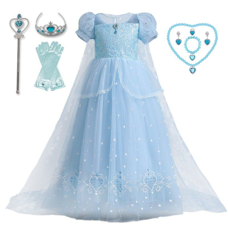 Đầm Công Chúa Elsa Hóa Trang Halloween 2023 Dành Cho Bé Gái