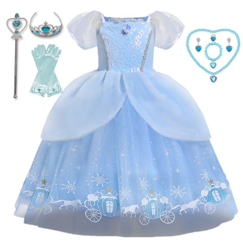 Đầm Công Chúa Elsa Hóa Trang Halloween 2023 Dành Cho Bé Gái