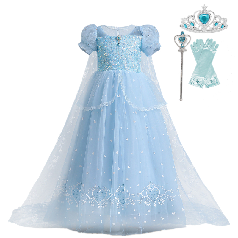 Đầm Công Chúa Elsa Hóa Trang Halloween 2023 Dành Cho Bé Gái