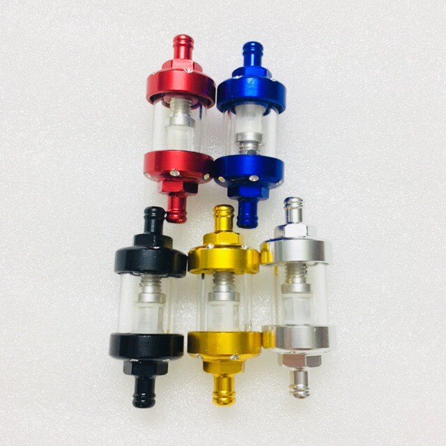 Lọc Xăng Xe Máy Thủy Tinh Nhôm CNC đủ màu
