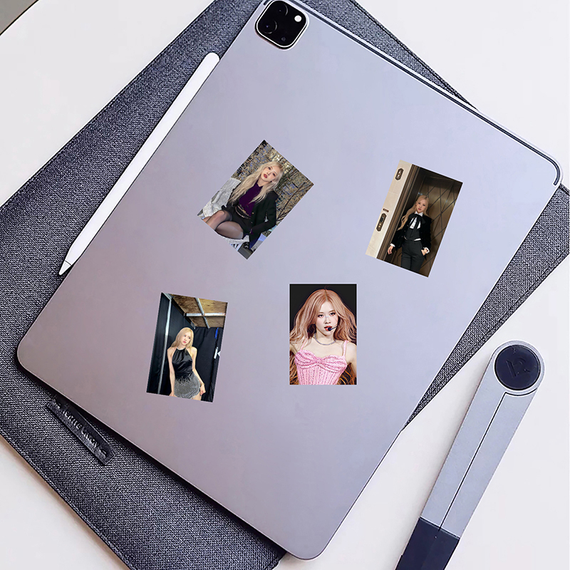 Bộ 53 Miếng Dán Trang Trí Laptop / Điện Thoại / guitar / Mũ Bảo Hiểm In Chữ blackpink Xinh Xắn diy